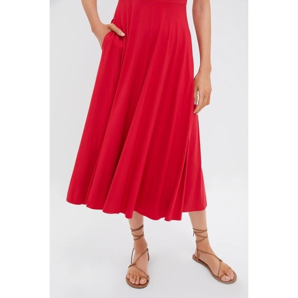 Tuckernuck POMANDER PLACE Red Leon Dress Scoop Neck Fit Flare Midi Pockets sz S - Picture 6 of 8